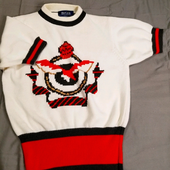 Vintage short sleeve knit sweater - Bay Club - Picture 7 of 7